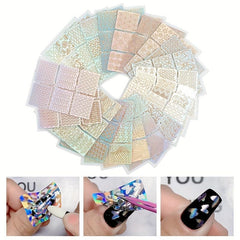 3D Laser Nail Decals Holographic Nail Stickers