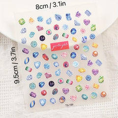 5D Embossed Gemstone Nail Art Stickers - DIY Decals for Sparkling Nails