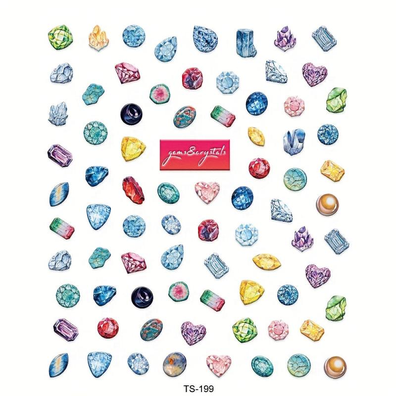 5D Embossed Gemstone Nail Art Stickers - DIY Decals for Sparkling Nails