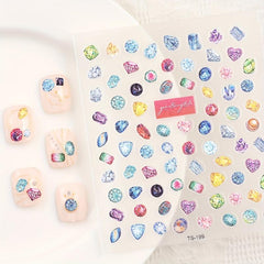 5D Embossed Gemstone Nail Art Stickers - DIY Decals for Sparkling Nails
