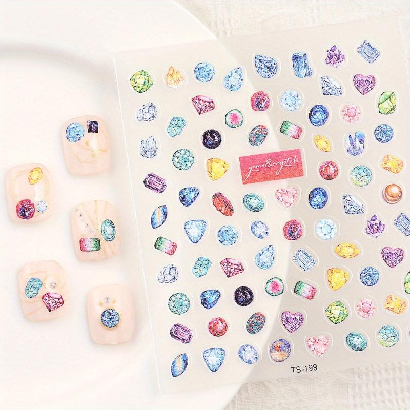 5D Embossed Gemstone Nail Art Stickers - DIY Decals for Sparkling Nails