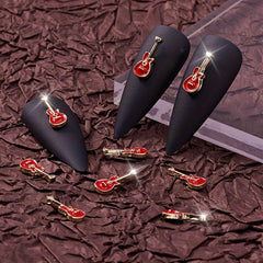 Punk Guitars Nail Art Charms 3D Guitar Ornaments 5 Pcs