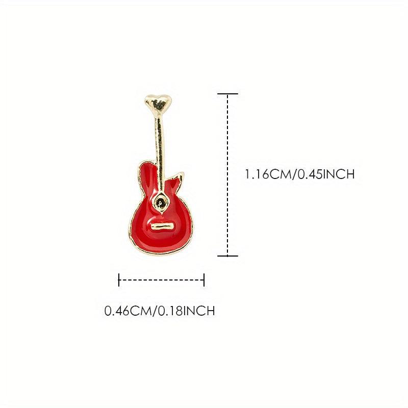 Punk Guitars Nail Art Charms 3D Guitar Ornaments 5 Pcs