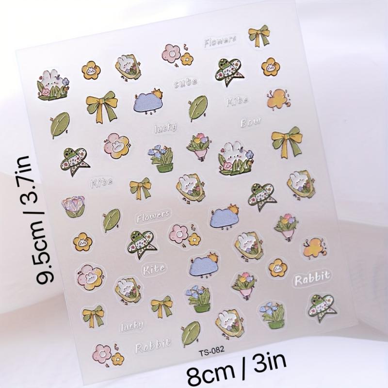 Bow Knot Bunny Nail Art Stickers Self Adhesive Nail Decals