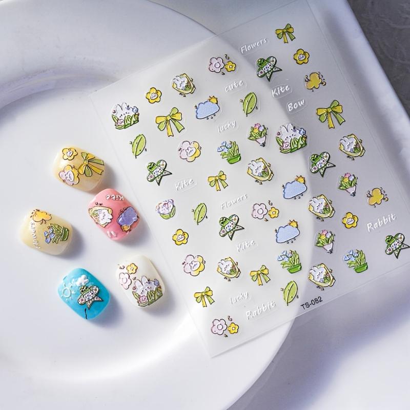 Bow Knot Bunny Nail Art Stickers Self Adhesive Nail Decals