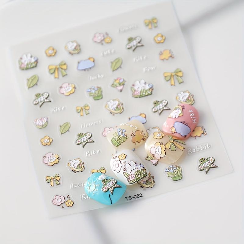 Bow Knot Bunny Nail Art Stickers Self Adhesive Nail Decals
