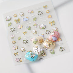 Bow Knot Bunny Nail Art Stickers Self Adhesive Nail Decals