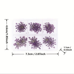 12 Dried Flower Nail Art Charm 3D Sticker For Manicure Decor