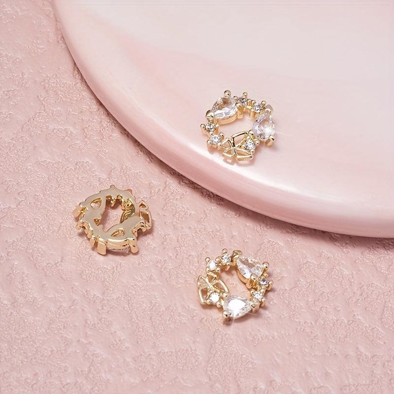 Butterfly Heart Zirconia Wreath Nail Charms DIY