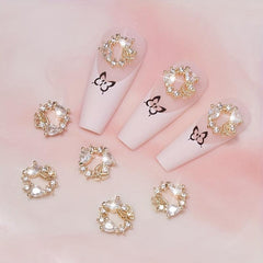 Butterfly Heart Zirconia Wreath Nail Charms DIY