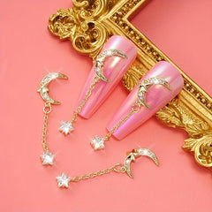 3D Moon Star Zircon Nail Pendant Y2K Nail Art Charms Nail Art Jewelry