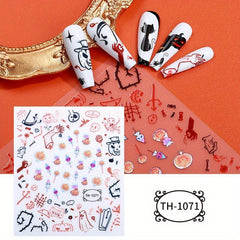 Halloween Nail Art Stickers Pumpkin Spider Witch Skull Ghost Nail Art Decals