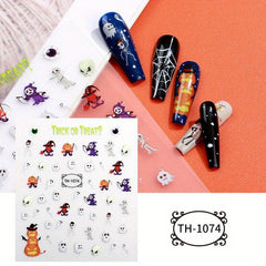 Halloween Nail Art Stickers Pumpkin Spider Witch Skull Ghost Nail Art Decals