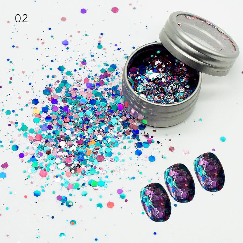 3D Nail Art Sequins Mixed Glitter Holographic Powder Manicure Sparkly Paillettes