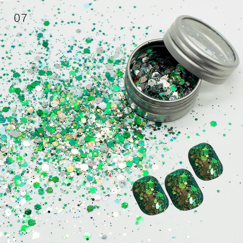 3D Nail Art Sequins Mixed Glitter Holographic Powder Manicure Sparkly Paillettes