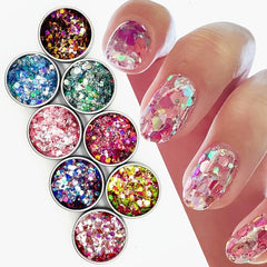 3D Nail Art Sequins Mixed Glitter Holographic Powder Manicure Sparkly Paillettes