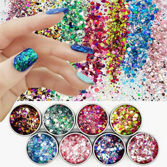 3D Nail Art Sequins Mixed Glitter Holographic Powder Manicure Sparkly Paillettes