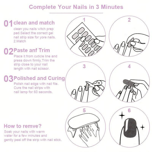 Solid Nail Polish Stickers With Butterfly Self Adhesive Nail Art Decal Strips