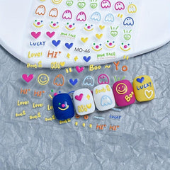5D Embossed Nail Stickers Cartoon Nail Art Decals for Girls