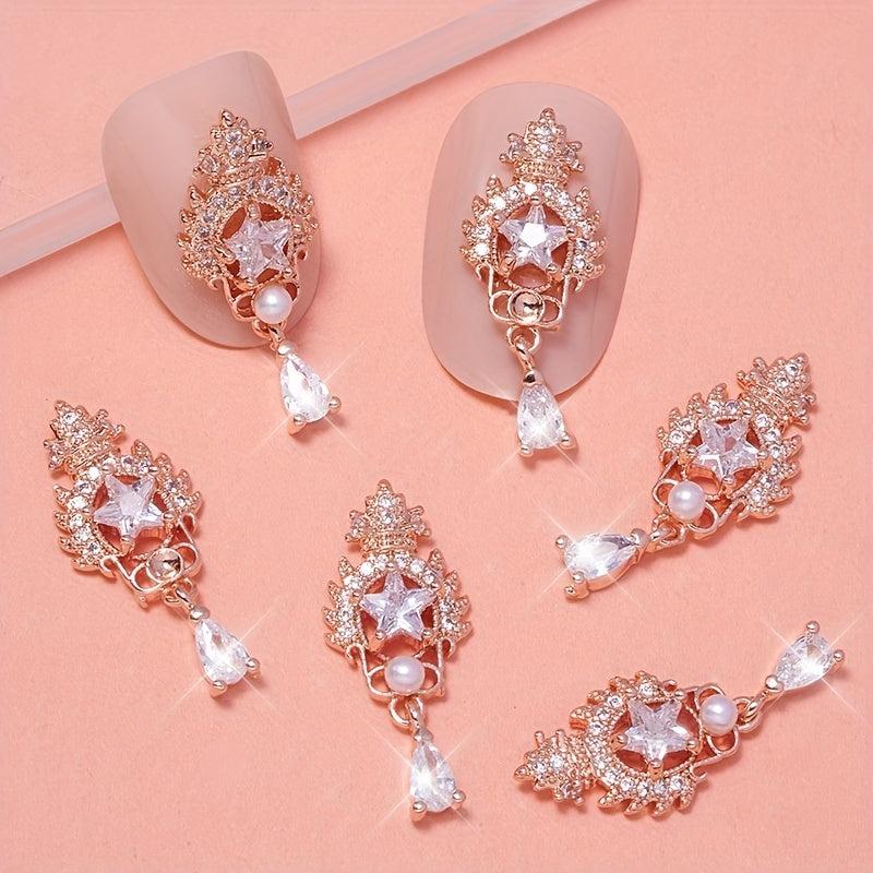 Zircon Star Crown Pendant Nail Art Rhinestone Accessory