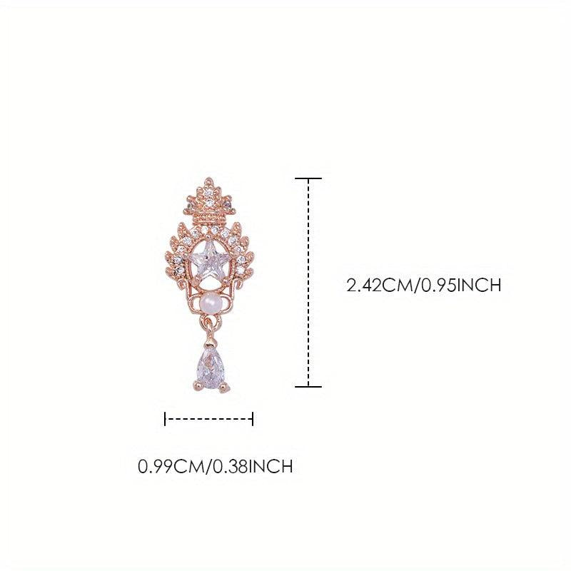 Zircon Star Crown Pendant Nail Art Rhinestone Accessory