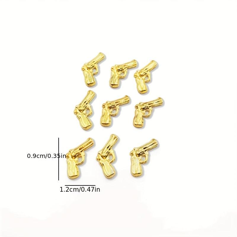 50pcs 3D Pistol Nail Art Charms Alloy Gun Accessories for DIY or Salon