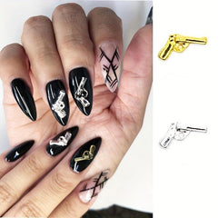 50pcs 3D Pistol Nail Art Charms Alloy Gun Accessories for DIY or Salon