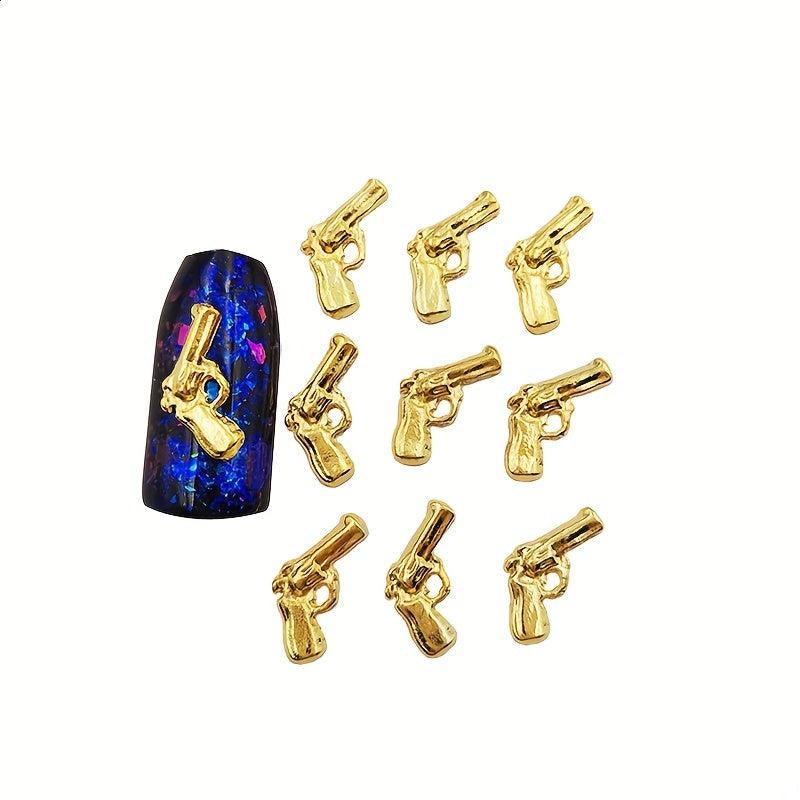 50pcs 3D Pistol Nail Art Charms Alloy Gun Accessories for DIY or Salon