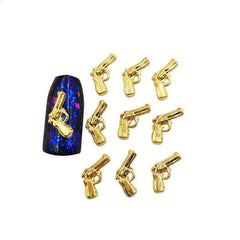 50pcs 3D Pistol Nail Art Charms Alloy Gun Accessories for DIY or Salon
