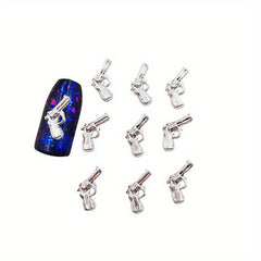 50pcs 3D Pistol Nail Art Charms Alloy Gun Accessories for DIY or Salon