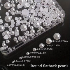 12 Grids Beige Nail Pearls Half Round Pearls for Nail Art Crafts DIY