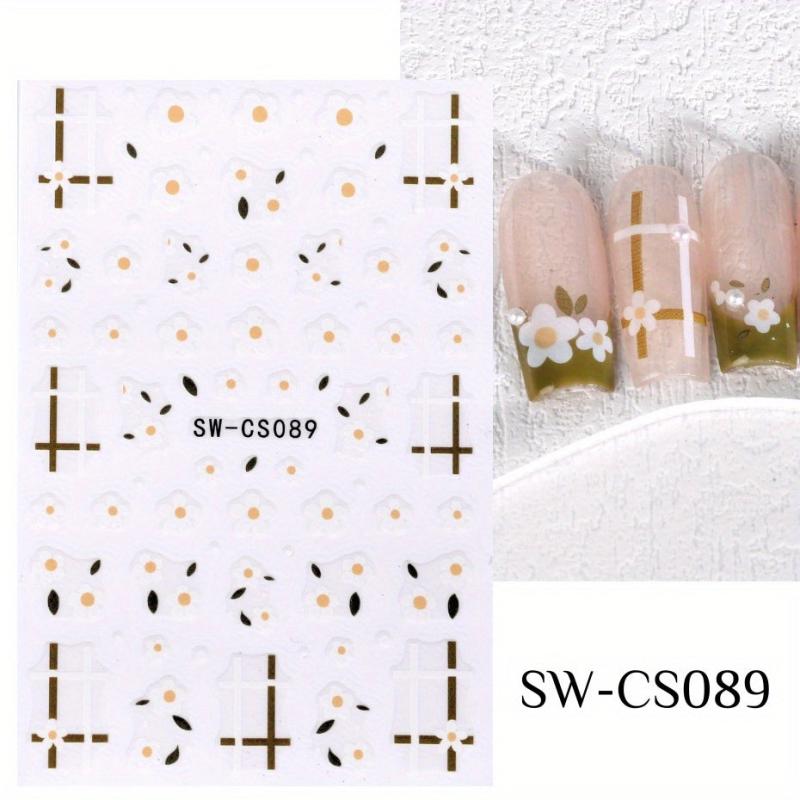 Cat & Leaf Nail Sticker Summer Spring Flowers Nail Decor