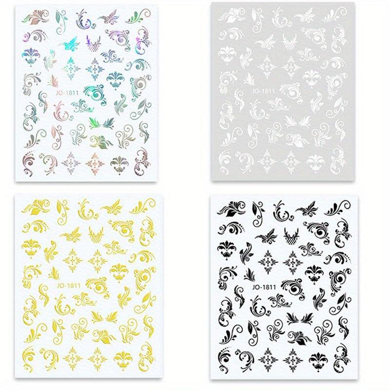 4 Sheets Retro Bohemian Totem Nail Art Stickers Self Adhesive Nail Art Decals