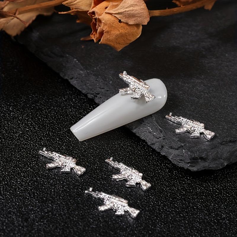 10pcs Alloy Gun Shape Charms Nail Art Rhinestones 3D Nail Gems