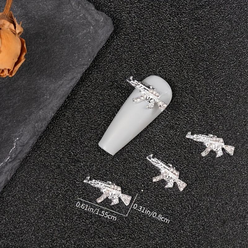 10pcs Alloy Gun Shape Charms Nail Art Rhinestones 3D Nail Gems