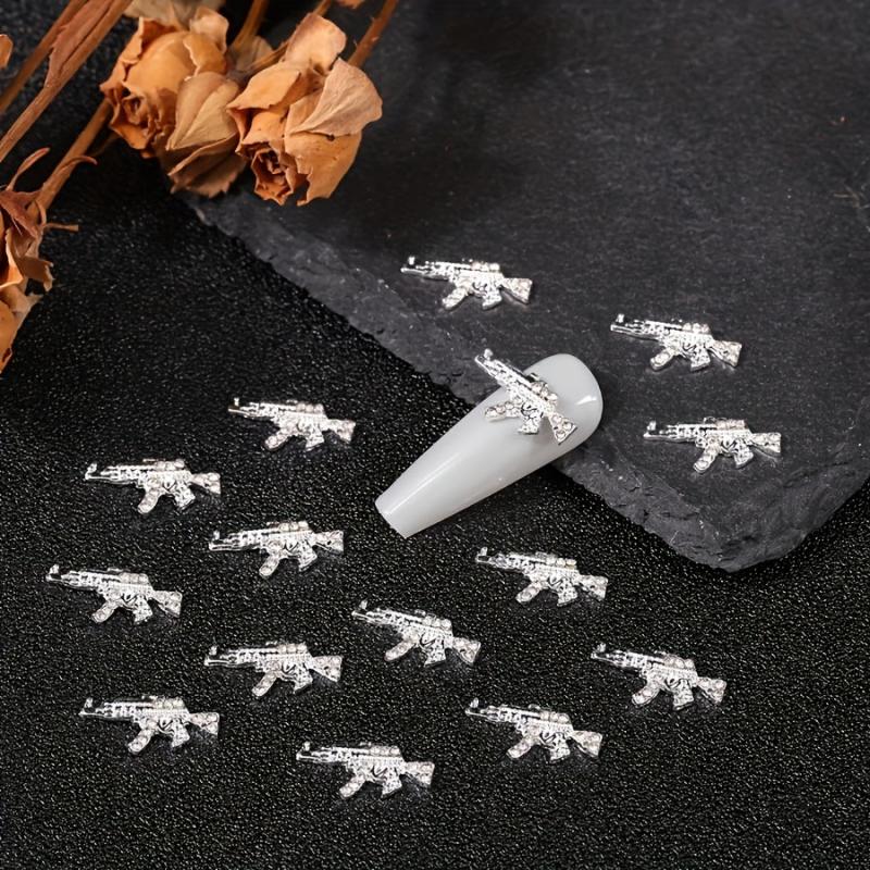 10pcs Alloy Gun Shape Charms Nail Art Rhinestones 3D Nail Gems
