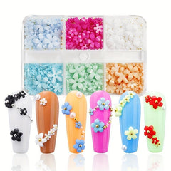 Resin Flower Nail Art Charms Colored Flower Nail Art Stickers