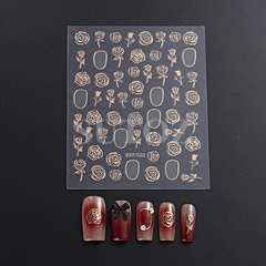 5D Embossed Nail Stickers Bronzing Rose For DIY Nail Art