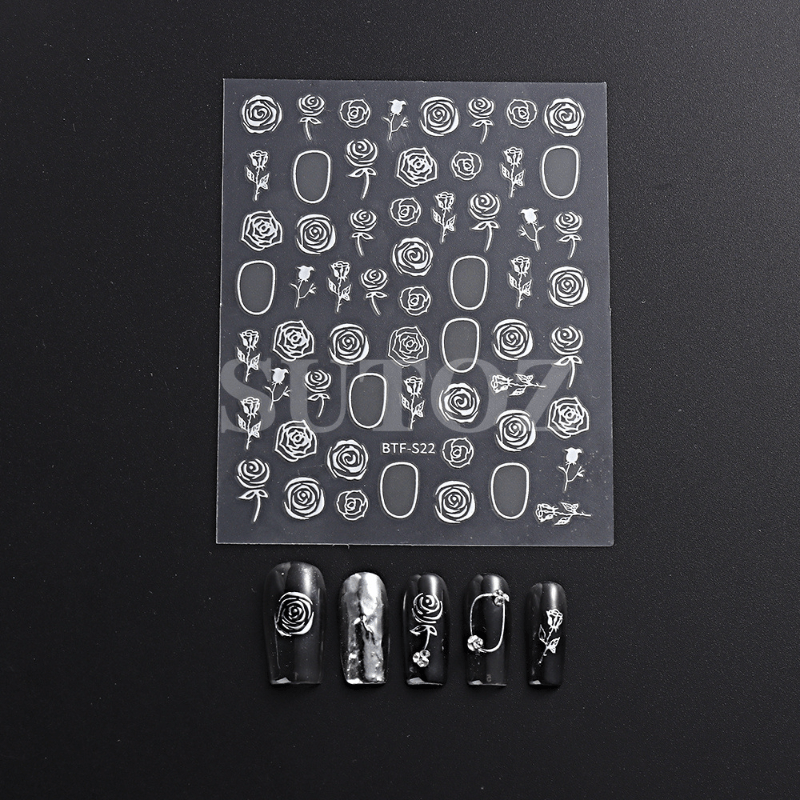 5D Embossed Nail Stickers Bronzing Rose For DIY Nail Art