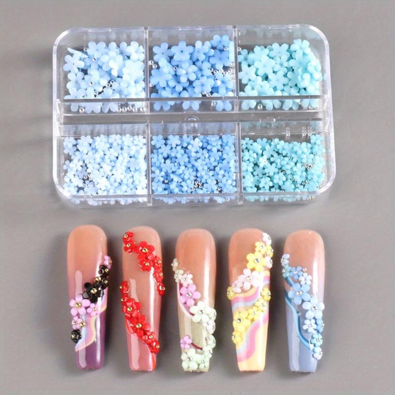 Floral Nail Charms 6 Grids Acrylic Flower Nail Art Decoration