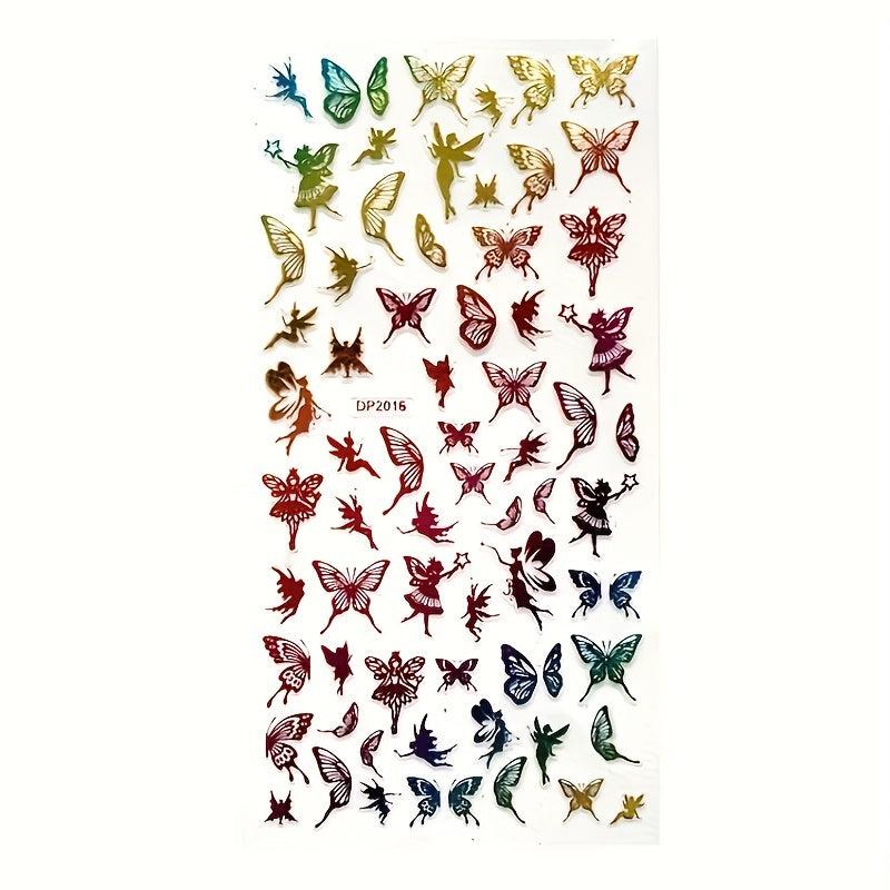 5 Sheets Butterfly Nail Art Stickers Self Adhesive Nail Decals DIY or Salons