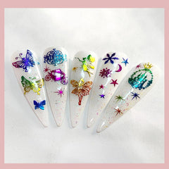 5 Sheets Butterfly Nail Art Stickers Self Adhesive Nail Decals DIY or Salons