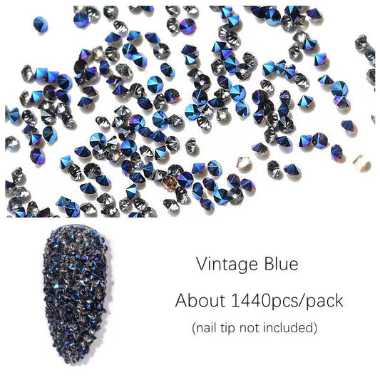 Vintage Mineral Nail Caviar Beads AB Golden Sivery Rhinestones