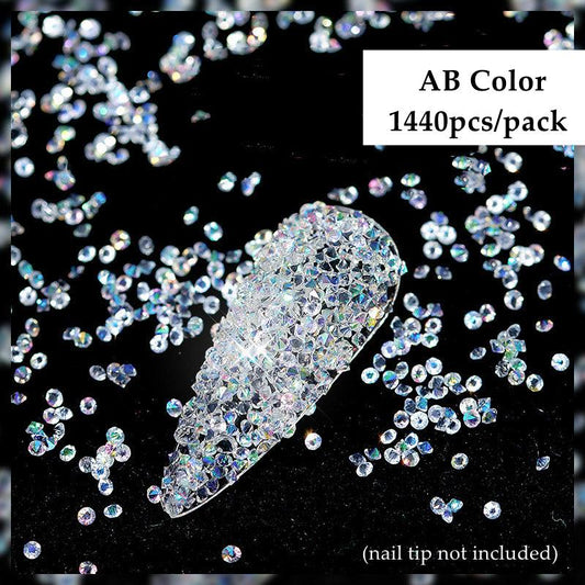 Vintage Mineral Nail Caviar Beads AB Golden Sivery Rhinestones