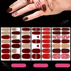 6 Sheets Nail Art Sticker & 3 Pcs Nail File Full Wrap Nail Art Decals