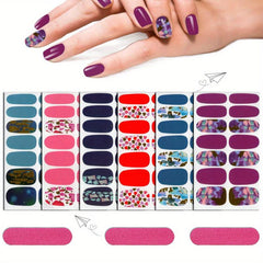 6 Sheets Nail Art Sticker & 3 Pcs Nail File Full Wrap Nail Art Decals