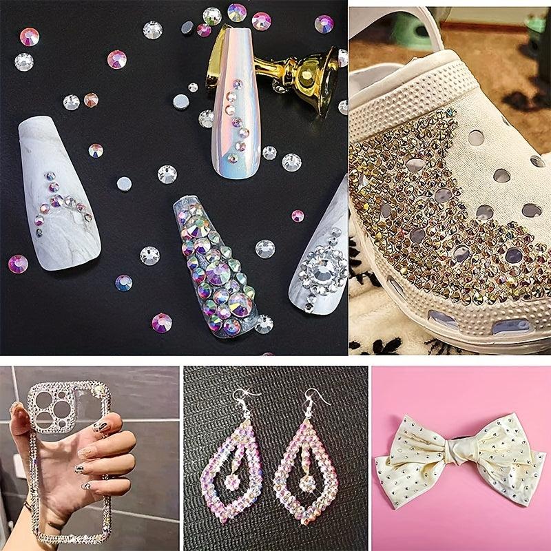 1440 Round Nail Rhinestones Crystal AB Gemstones