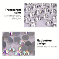 1440 Round Nail Rhinestones Crystal AB Gemstones