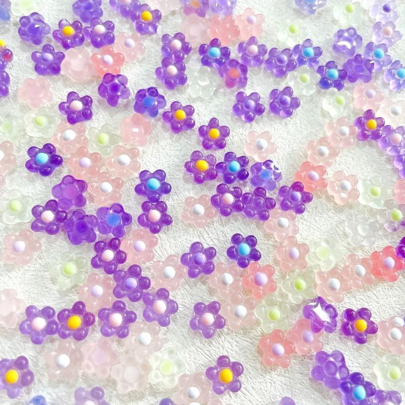 3D Flowers Nail Charms For Women Nail Art - Resin Luminous Nail Charms