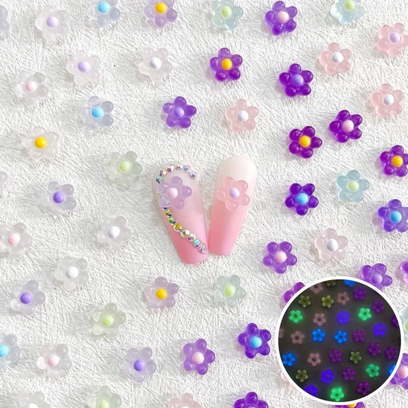 3D Flowers Nail Charms For Women Nail Art - Resin Luminous Nail Charms